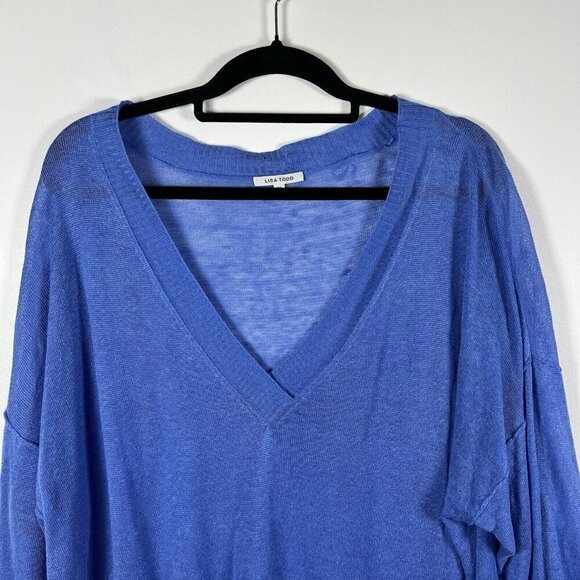 Lisa Todd Sweater Womens 2X Linen Lightweight Knit V Neck Quiet Luxury Coastal‎ - Picture 3 of 11